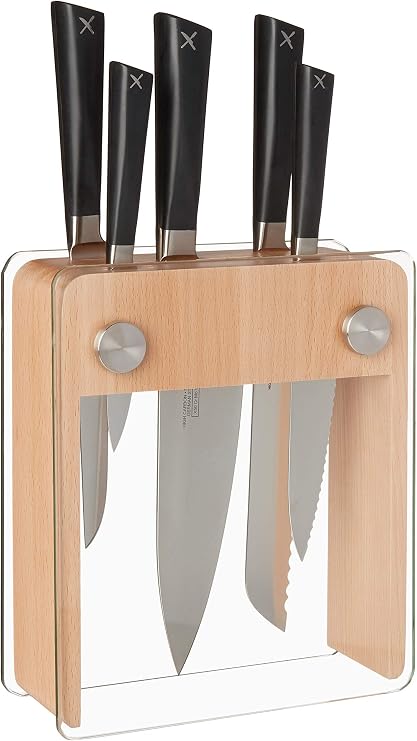 Mercer Culinary Zum 6-Piece Forged Block Set, Beech Wood and Glass