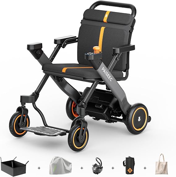 Paiseec W1 2-in-1 Electric Wheelchair for Adults, Easy Folding for Travel