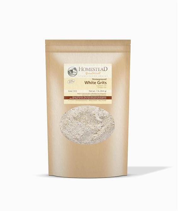 Homestead Gristmill Stone Ground White Corn Grits - Non-GMO, Chemical-Free Finely Ground Stoneground Grits - Long Shelf Life - Made In The USA