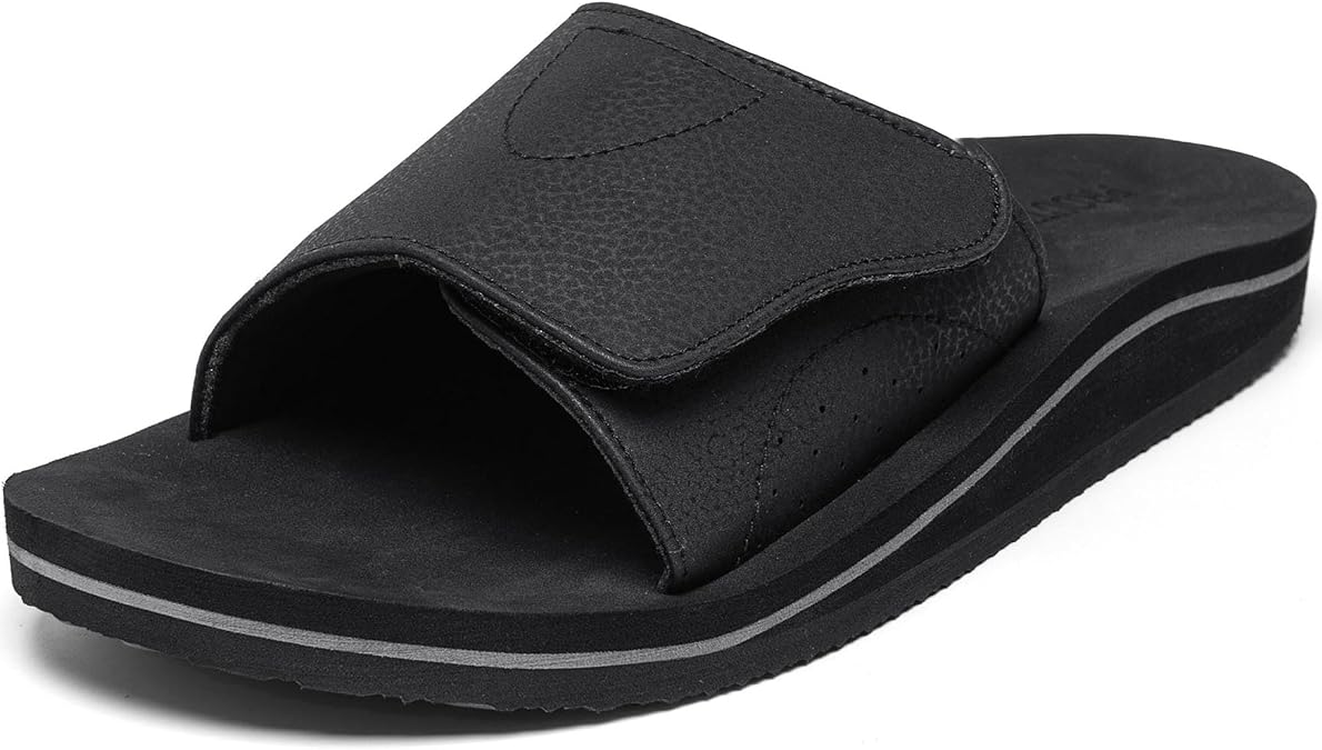 Men's Slide Ergonomic Sandals Adjustable Athletic Sandals with Arch Support