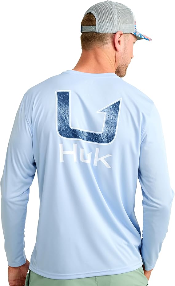 HUK Men's Pursuit Patterned Crew Long Sleeve Shirt