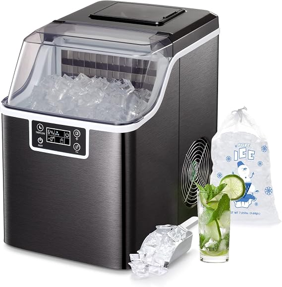 Nugget Ice Maker Countertop, Countertop Ice Maker Machine, Pebble Ice Maker Machine with Self-Cleaning, 35Lbs of Ice Per Day, Pellet Ice Maker for Home/Office/Bar/Party