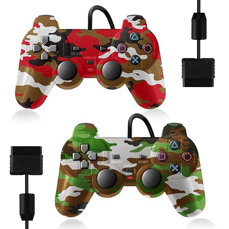 PS2 Controller, 2 Pack Wired Controller for PS2/PS2 Slim/PS1,Dual Vibration