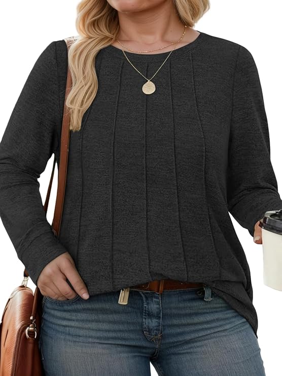 VISLILY Womens-Plus-Size-Tops Dressy Long Sleeve Shirts Casual Tunics Tees