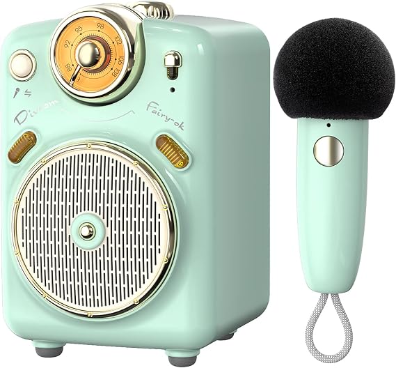 Divoom Lovely microphone speaker, 7 different sound modes for singing or talking, girls, boys, family party, presentation, education, karaoke machine for outdoor, green