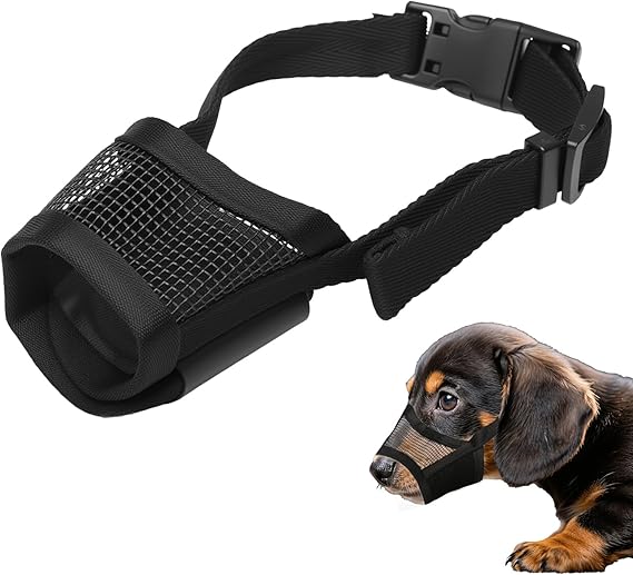 Dog Muzzle Soft Mesh Muzzles for Small Medium Large Dogs with Velcro Straps | Breathable mesh for panting/drinking,velcro secure fit,soft skin-friendly material,prevents biting licking,tear resistant