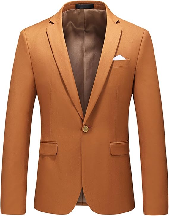 Men's Suit Jacket One Button Elegant Solid Blazer Sport Coats Slim Fit Single Breasted Party Blazer Jacket
