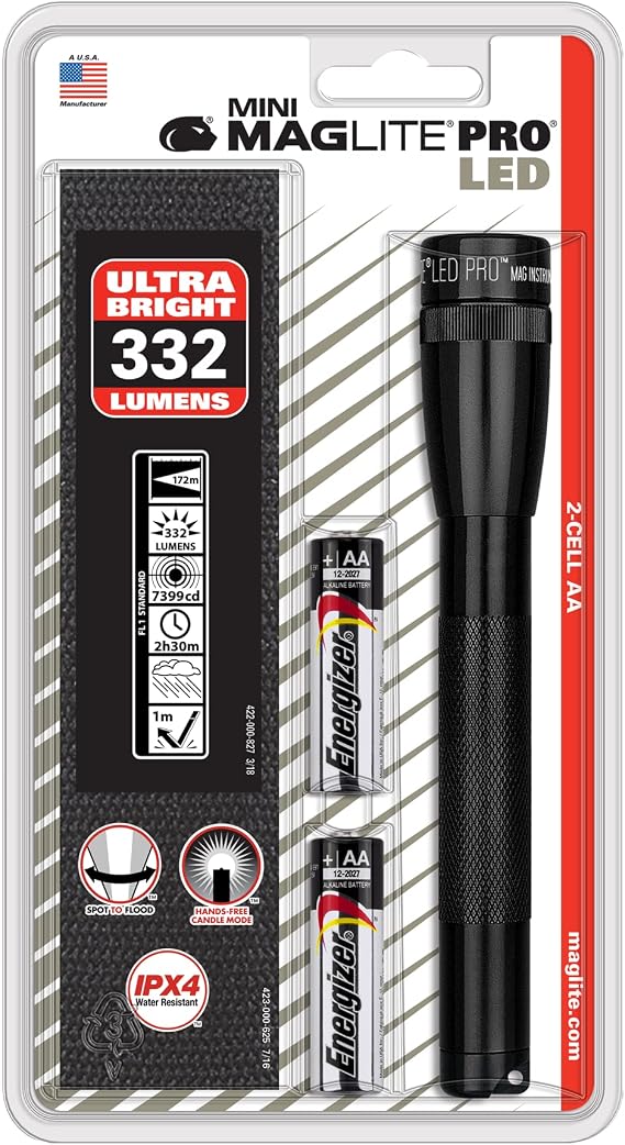 332 Lumens Brightness / Main Color: Black; Mini Maglite Pro LED Flashlight: SP2P01HL