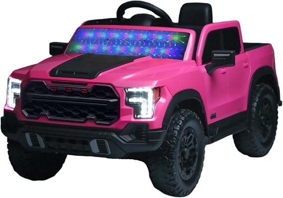 12V Kids Ride-On Car with Remote Control, 4-Wheel Shock Absorption, Multifunctional Music Player for Toddlers (3-6 Years Old) (Pink)