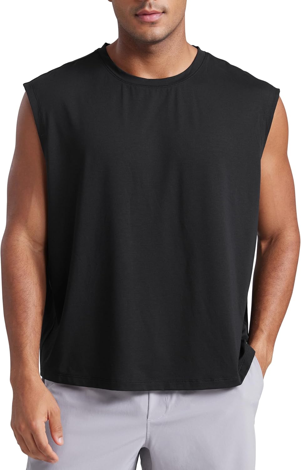 CRZ YOGA Mens Mesh Workout Tank Tops Quick Dry Breathable Running Athletic Training Sleeveless Muscle Shirts