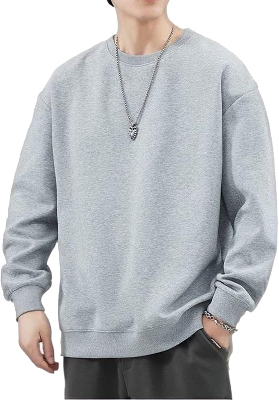 Men's Crewneck Sweatshirt Casual Long Sleeve Sweat Shirts Basic Warm Winter Pullover Shirt Comfy Lightweigt Pullover