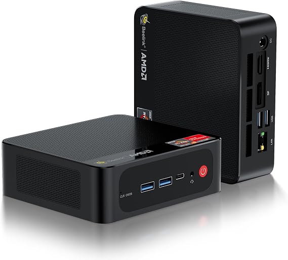 Beelink Mini PC, AMD Ryzen 7 7735HS (8C/16T, up to 4.75GHz), 24GB LPDDR5 500GB PCIe4.0x4 SSD, SER5 MAX Mini Desktop Computer Support 4K@60Hz Triple Display/DP/HDMI/Type-C/WiFi 6/BT5.2 for Office/Home