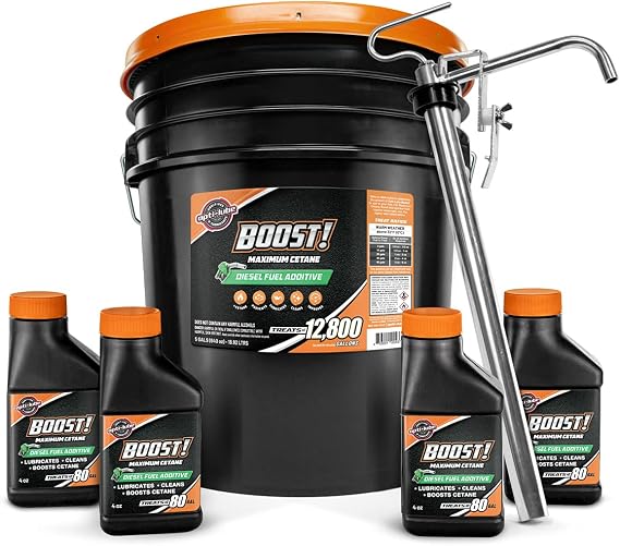 Opti-Lube Boost! Maximum Cetane Formula Diesel Fuel Additive: 5 Gallon Pail With Accessories - Treats up to 12,800 Gallons (Pail with Accessory Bottles and Metal Pump)