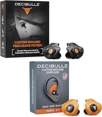 Decibullz Percussive Moldable Earplugs for Hunting & Shooting  Custom Molded Earplugs, 31dB Highest NRR, Comfortable Hearing Protection for Shooting, Travel, Swimming