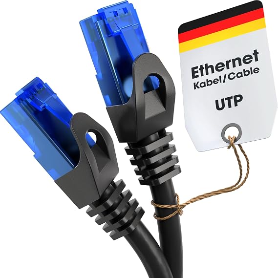 KabelDirekt – Ethernet Kablosu 10Gbit/s – 0,5m, siyah