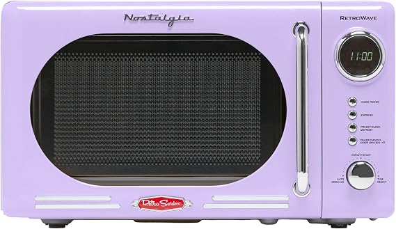 Nostalgia Countertop Microwave Oven with Easy Clean Interior- Retro Microwave with LED Display & Child Lock- Compact 0.7 Cu Ft Oven With 12 Pre-Programmed Settings for any kitchen- 700-Watts- Lavender