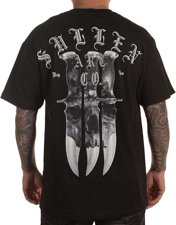 Sullen 3 Blades Short Sleeve Standard Fit Graphic Tattoo Skull T-Shirt for Men