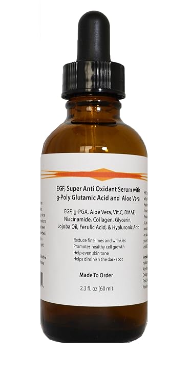 EGF, Super Anti Oxidant Serum with Gamma Poly Glutamic Acid and Aloe Vera Serum (2.3oz)