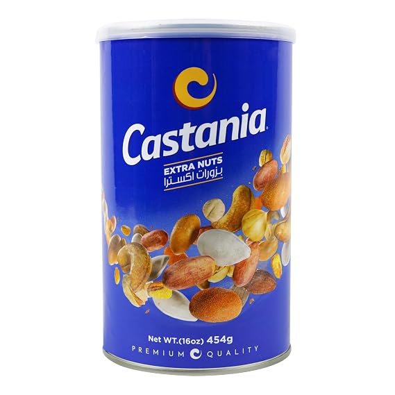 Castania Lebanese Mixed Nuts Extra Mix - Smoked Barbecue, 16oz | Includes pistachios, almonds, cashews, hazelnuts, peanuts, pumpkin seeds, corn & chickpeas, Perfect on-the-go snack