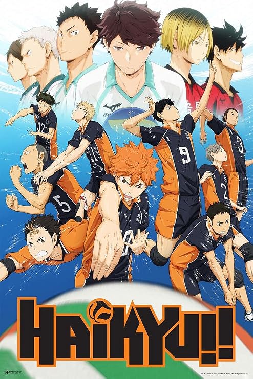Haikyuu Poster Season 1 Key Art English Anime Stuff Haikyuu Manga Haikyu Crunchyroll Streaming Merch Animated Series Show Karasuno Volleyball Cool Wall Art Print Poster 24x36