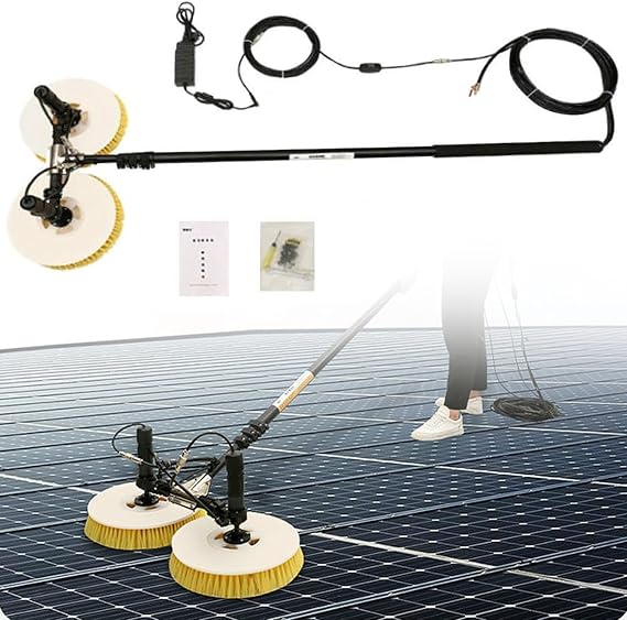 Electric Solar Photovoltaic Panel Cleaning(Double Head), Solar Panel Cleaning Brush(Extendable), Strong Cleaning Power, Outdoor Washing Device Tool,5.5m