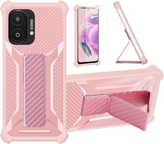 bojioderf Case Compatible for Zte Optus X-Plus P602 Phone Case Stand Cover [with 1* Tempered Glass Screen Protector] Hybrid Case [Folding Support Magnetic] [Frosted Anti-Fingerprint] Pink