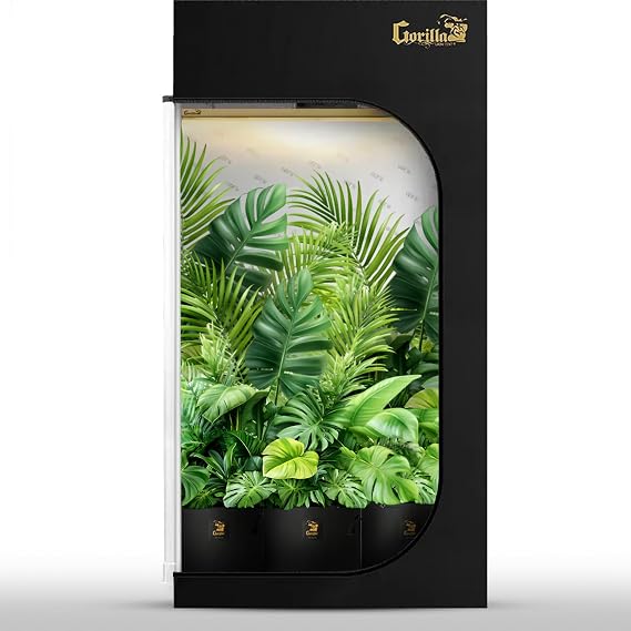 Gorilla Grow Tent 4x4 Fixed Height Indoor Grow Tent, 6'11" Tall, 1680D Canvas, 300lb Hang Capacity, All-Steel Frame for Hydroponics, Soil Grows, Carbon Filters, Inline Fans, Home Cultivators