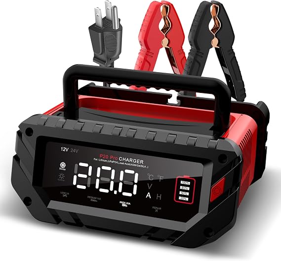 20A Car Battery Charger, 12V/24V Smart Battery Maintainer, Trickle Chargers