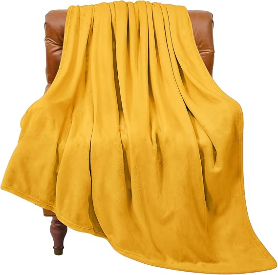 BEDELITE Fleece Blanket Soft Plush Throw for Couch Yellow 50"x60"