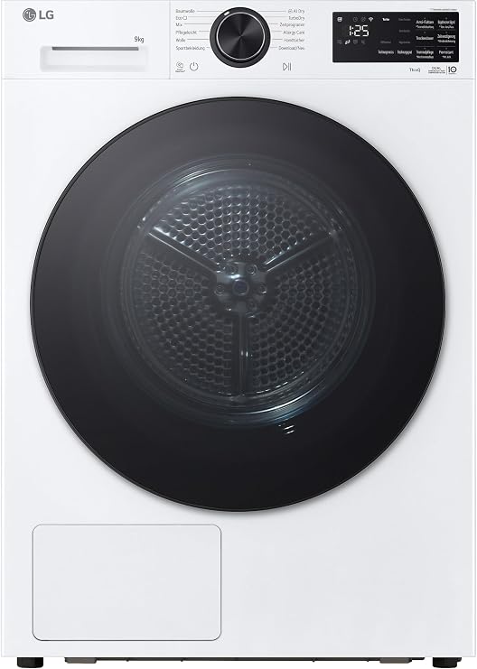 LG RT90X7W Heat Pump Dryer (9 kg Energy Class B) with AI Dry TurboDry Self-Cleaning Condenser White [Energy Class B]