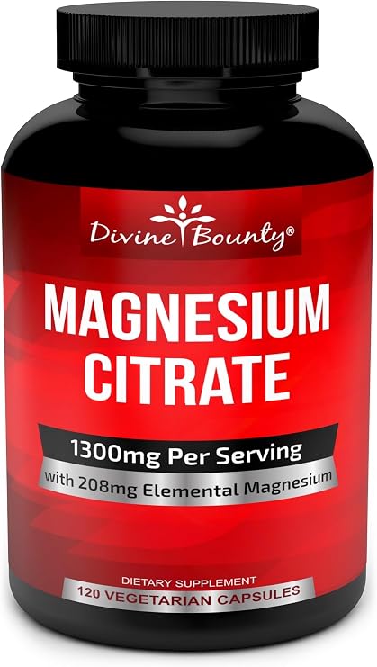 Divine Bounty Pure Magnesium Citrate Capsules - 1300mg Formula