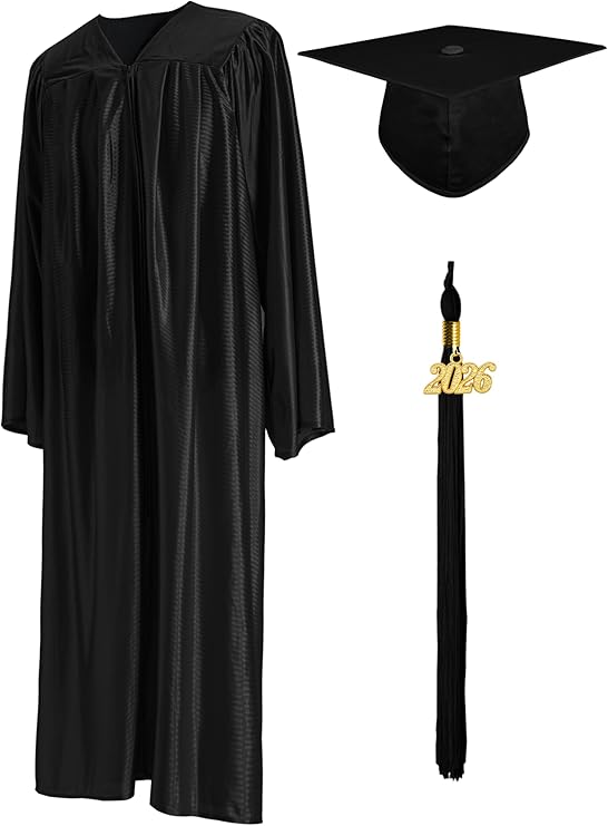 GraduationMall Shiny Graduation Cap and Gown with 2026 Tassel for High School and Bachelor