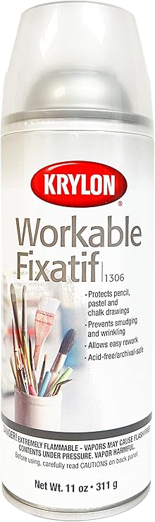 Krylon Workable Fixatif 11 oz. Aerosol Spray - Lasting Protection for Pencil, Pastel and Chalk Drawings (Pkg/2)