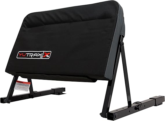 YUTRAX Universal Mount ATV Backrest, Heavy-Duty Steel Seat Frame, Adjustable Seat Back Positions, 2 Thick Cushion, Folds Down Flat When Not in Use, TX219