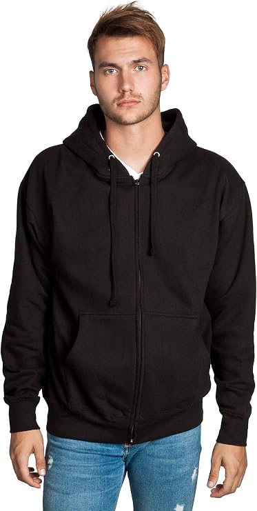 Zip Up Hoodie Men, Full Zipper Long Sleave Hooded Sweatshirt Fleece Jacket Men, Warm Pullover with Kangaroo Pocket