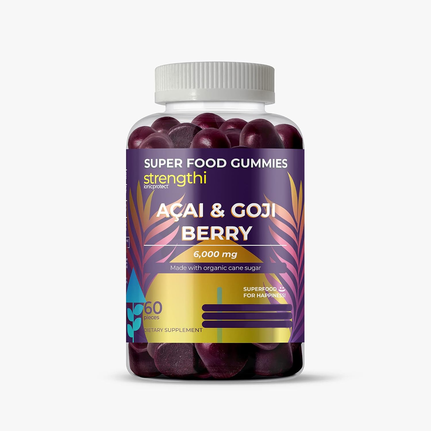 Ionic Protect Strengthi | Acai & Goji Berry | Superfood Gummies | 2 Month Supply | Blood Pressure Support & Circulation | Antioxidant Support Blood Building | Chewable Gummies 60 Pieces