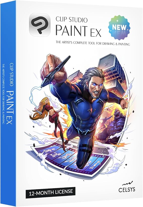 CLIP STUDIO PAINT EX - New | 12 Months License | 1 Device | for PC, macOS, iPad, iPhone, Galaxy, Android, Chromebook