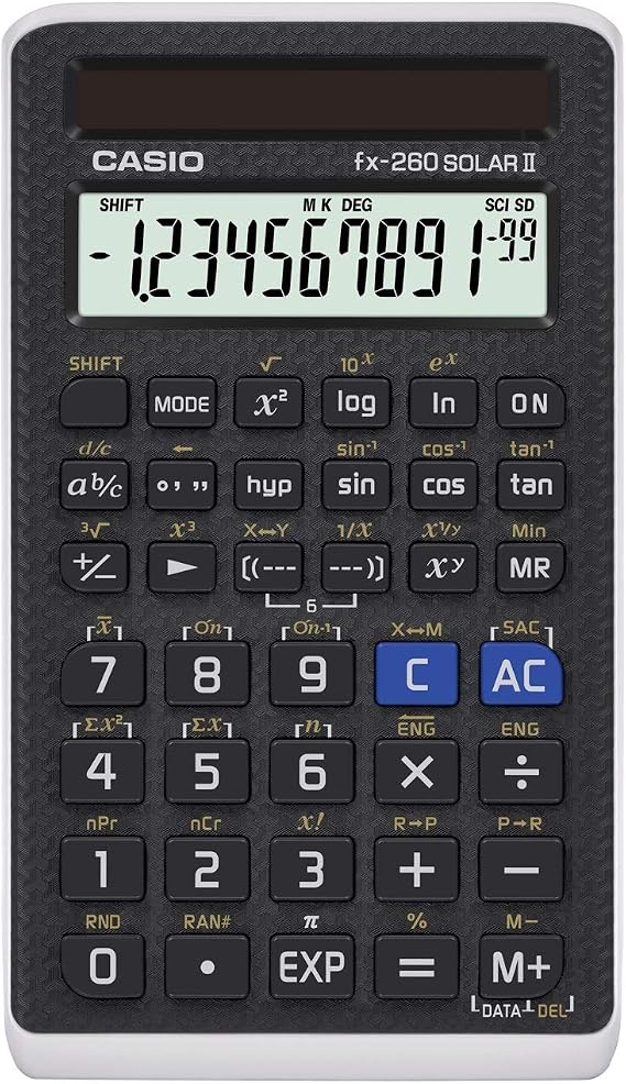 Casio Scientific Calculator Black, Compact FX260SOLARII