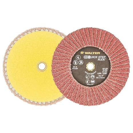 Walter 07Q504 5x7/8 Quick-Step Flex Flexible Flap Disc 40 Grit, 10 Pack