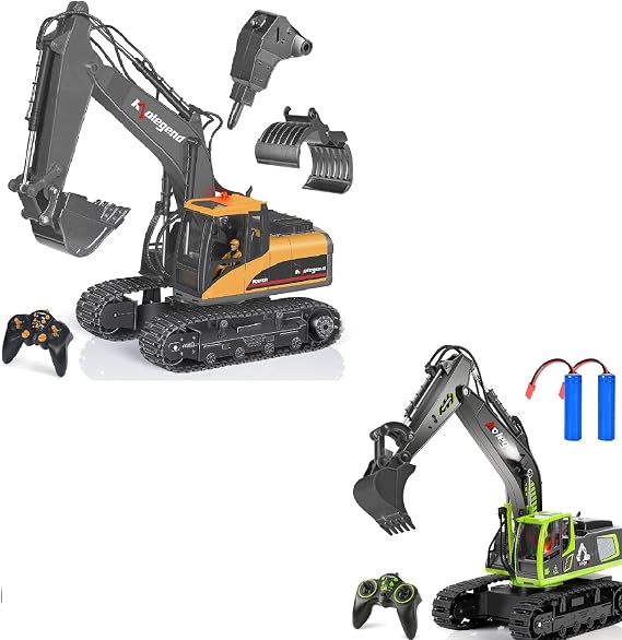 Kolegend 3 in 1 Remote Control Excavator Toy Truck, 1/18 Scale RC Toys Hydraulic Excavator