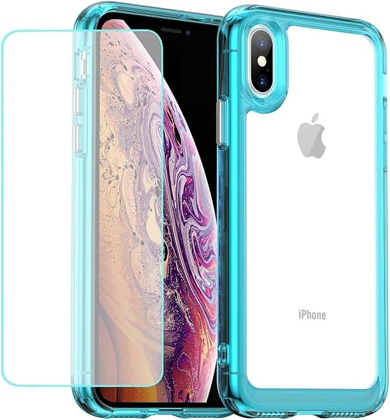 Case for iPhone XS Case for iPhone X Protective Film Clear Ultra Thin TPU Transparent Shockproof Mobile Phone Case for iPhone XS Crystal Blue