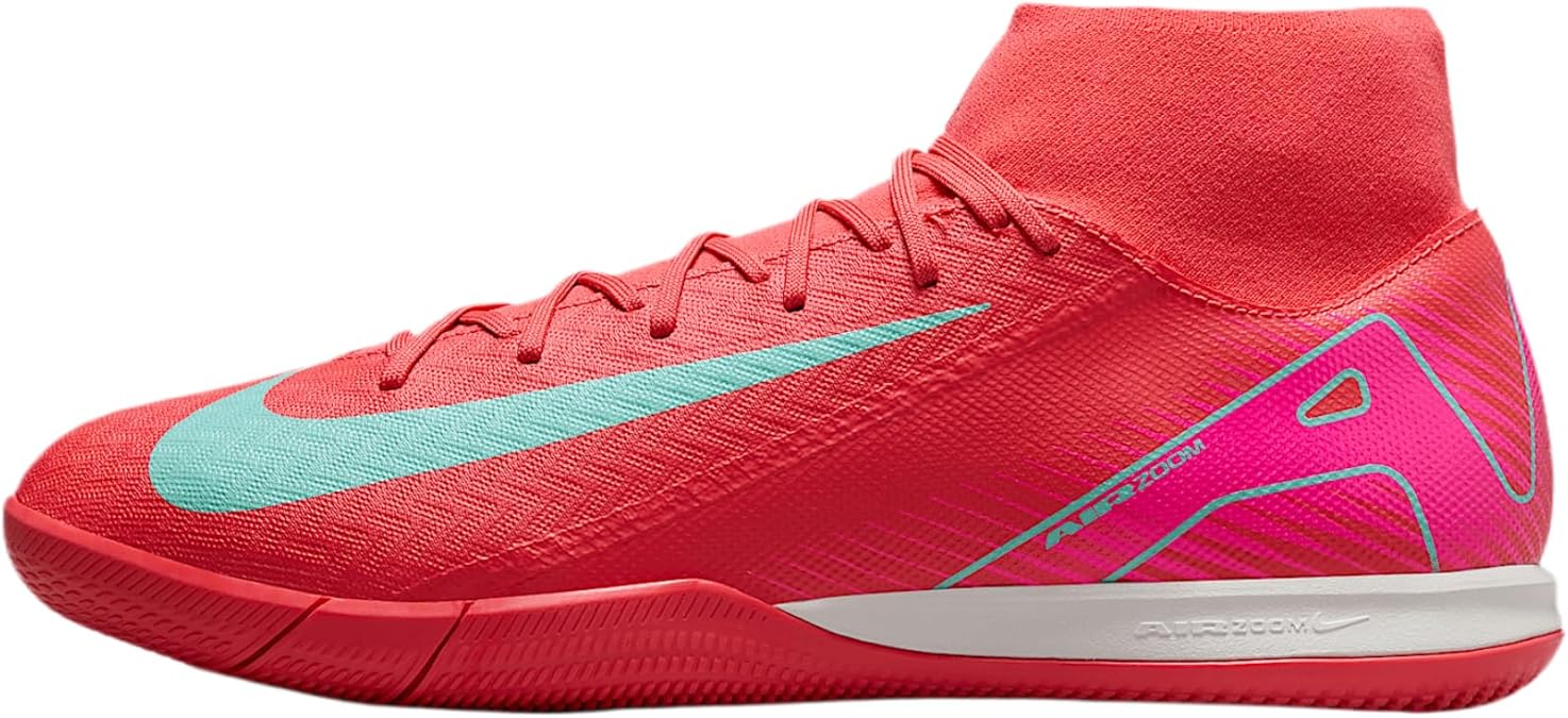 Nike Mercurial Superfly 10 Academy IC High-Top Soccer Shoes (FQ8332-800, Ember Glow/Aurora Green)