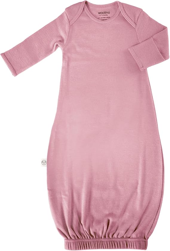 Woolino Infant Nightgown - 100% Superfine Merino Wool Baby Gowns - Newborn Sleeper Gown for Boy & Girl