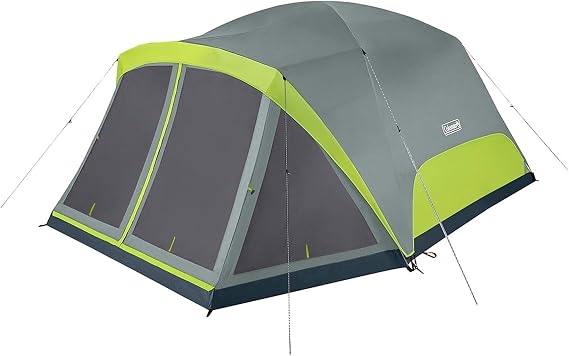 Coleman Skydome Camping Tent with Screen Room, Weatherproof 4/6/8 Person Tent with Screened-in Porch, Includes Rainfly, Carry Bag, Storage Pockets, and Sets Up in 5 Minutes