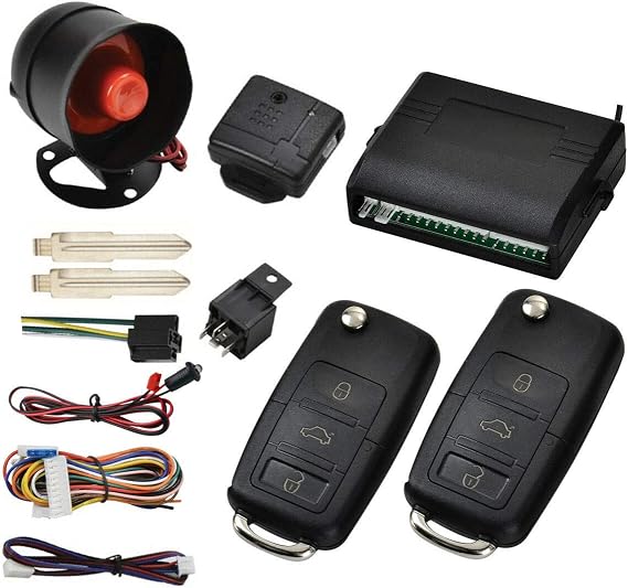 MASO Car Central Lock Universal Auto Remote Central Kit Vehicle Door Lock with Shock Sensor + Contorl Box + 2 Replacement Remote Contorl for Car Central Door Lock