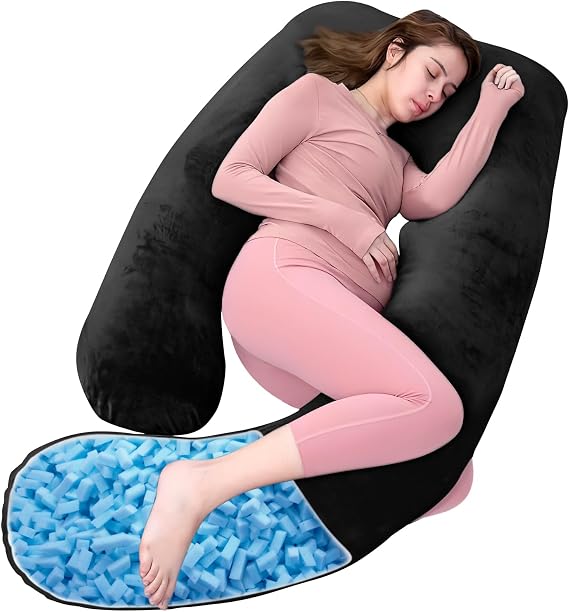 Shredded Memory Foam U Shaped Pregnancy Pillow with Cover