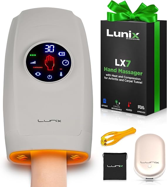 Lunix LX7 FSA Hand and Wrist Massager, Heated, Touchscreen