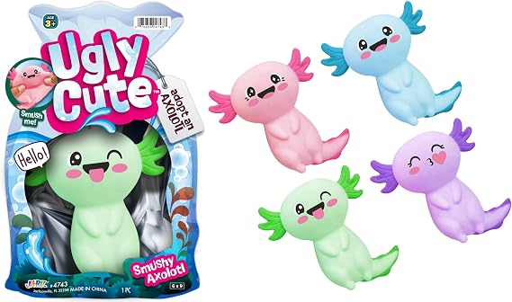 JA-RU Ugly Cute Axolotl Squishy Toy (1 Pack) Squishy Axolotl Toys 4743-1 | for Kids, Stretchy Animal Stress Balls, Axolotl Party Favors, Goodie Bag Stuffers & Classroom Prizes