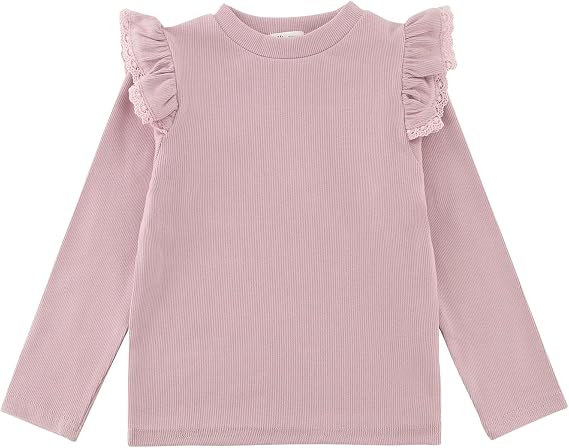 KISBINI Toddler Girl Ruffle Long Sleeve T-Shirt Cotton Top Tee for Spring/Fall