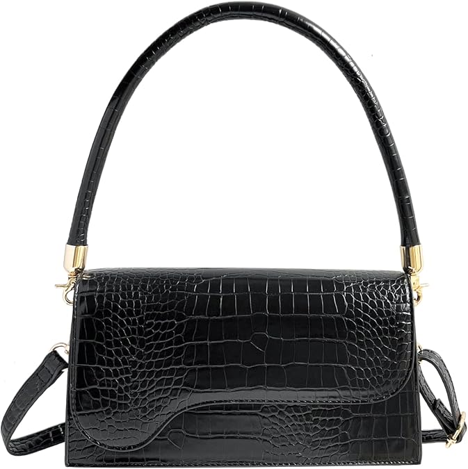 AMHDV Retro Classic Clutch Shoulder Bag Crocodile Pattern Small Crossbody Handbag for Women